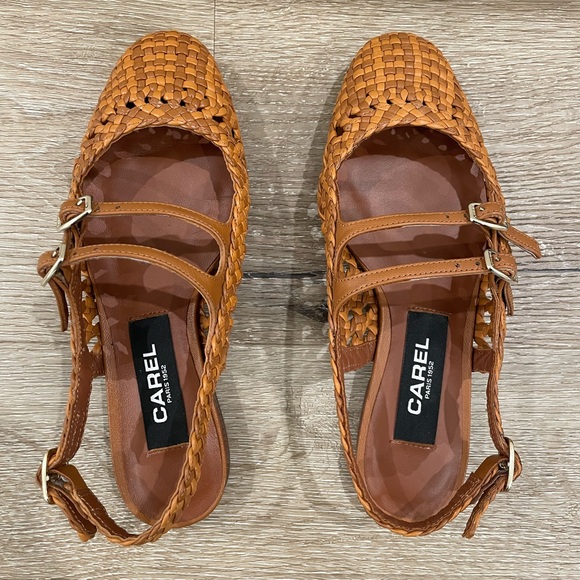 Carel Paris Woven Tan Slingback Mary Jane Pump - Picture 4 of 8